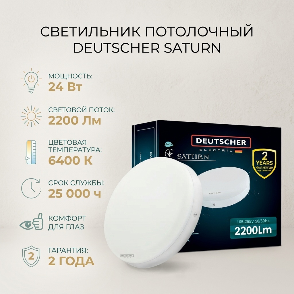 Светильник потолочный Deutscher LED 24 Вт белый