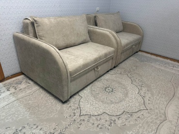 Диван Иси мебель, 125х100 см, обивка велюр, бежевый