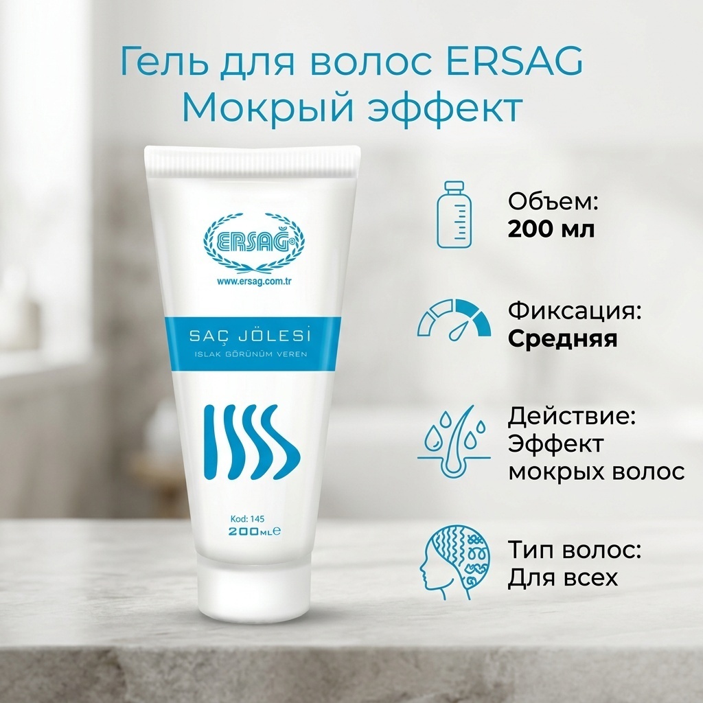 ERSAG мокрый эффект гель средняя фиксация 200 мл