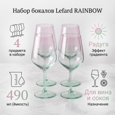 Набор бокалов Lefard 490 мл, стекло, 4 шт