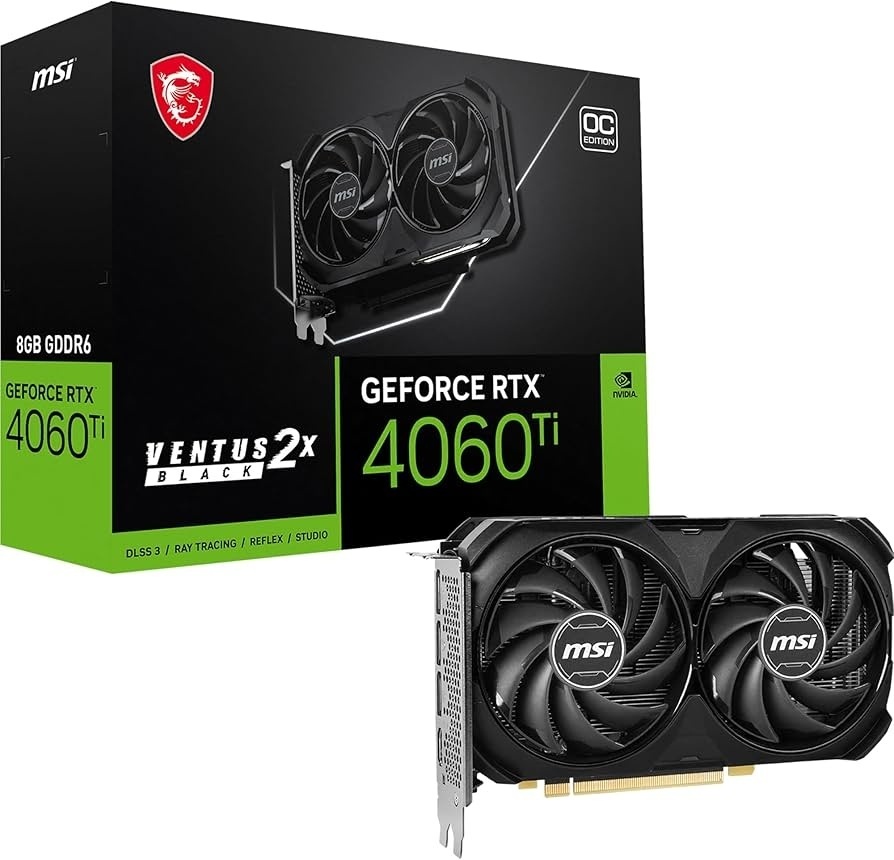 Видеокарта MSI GeForce RTX 4060 Ti VENTUS 2X BLACK 8G OC 8 ГБ
