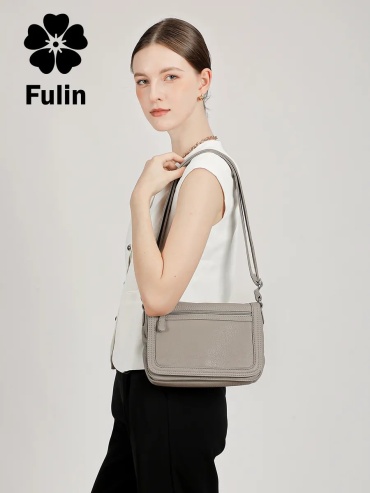 Сумка багет FULIN искусственная кожа серый
