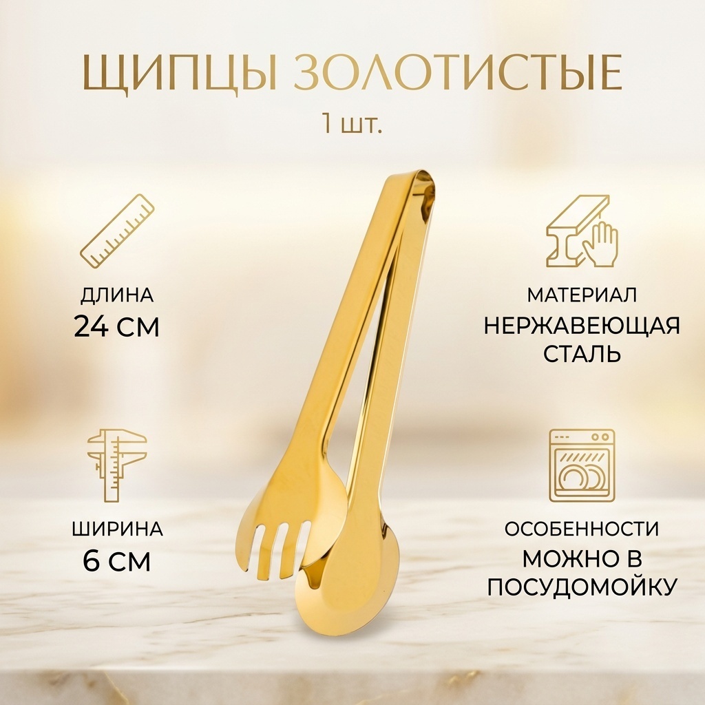 Щипцы нержавеющая сталь, 1 шт