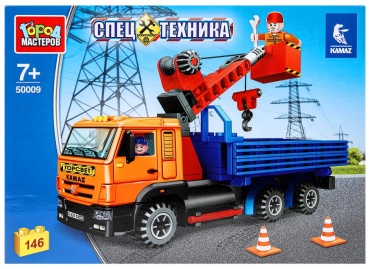 Конструктор ГОРОД МАСТЕРОВ камаз с краном и люлькой 50009-KK, деталей 146 шт