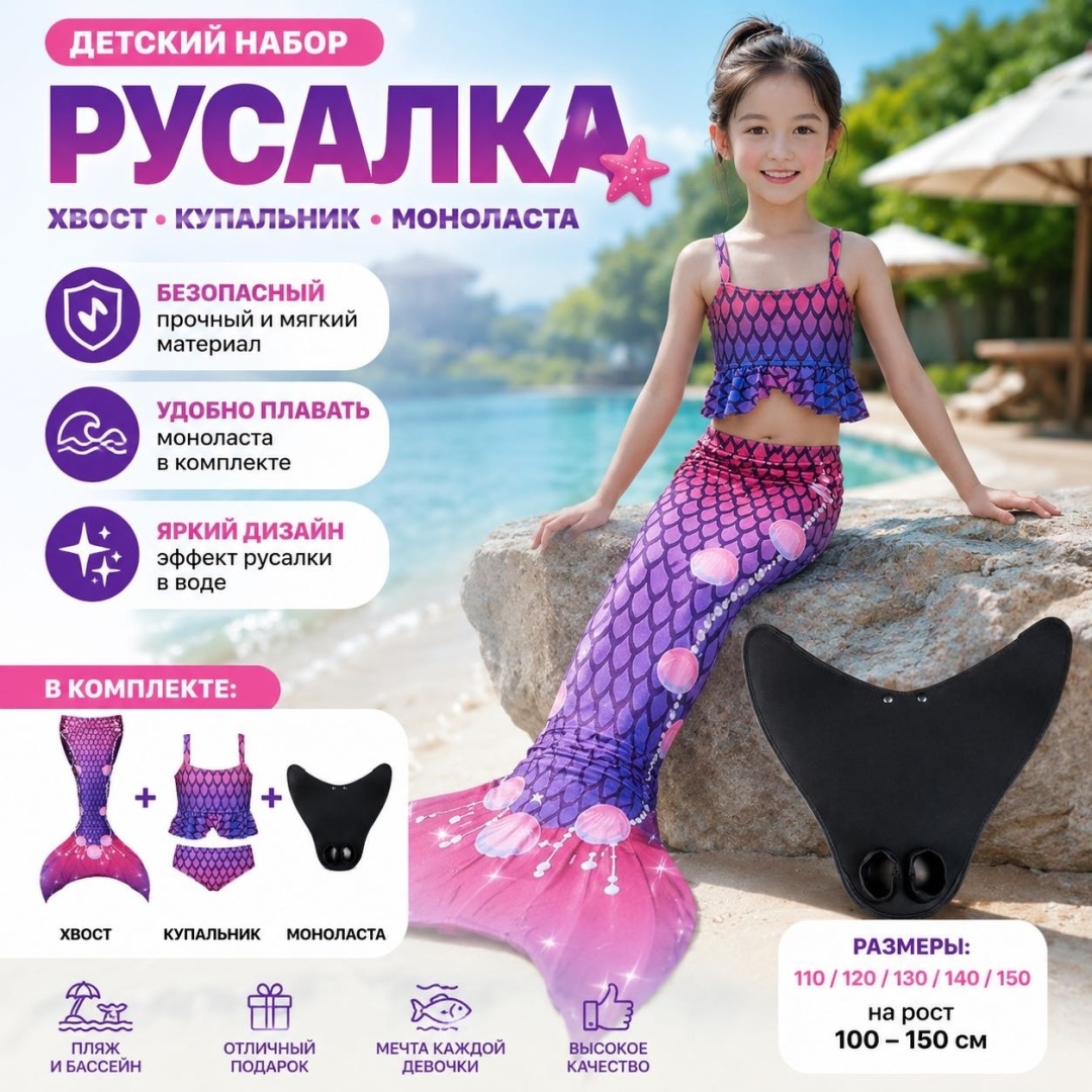 Раздельный купальник синий, фиолетовый