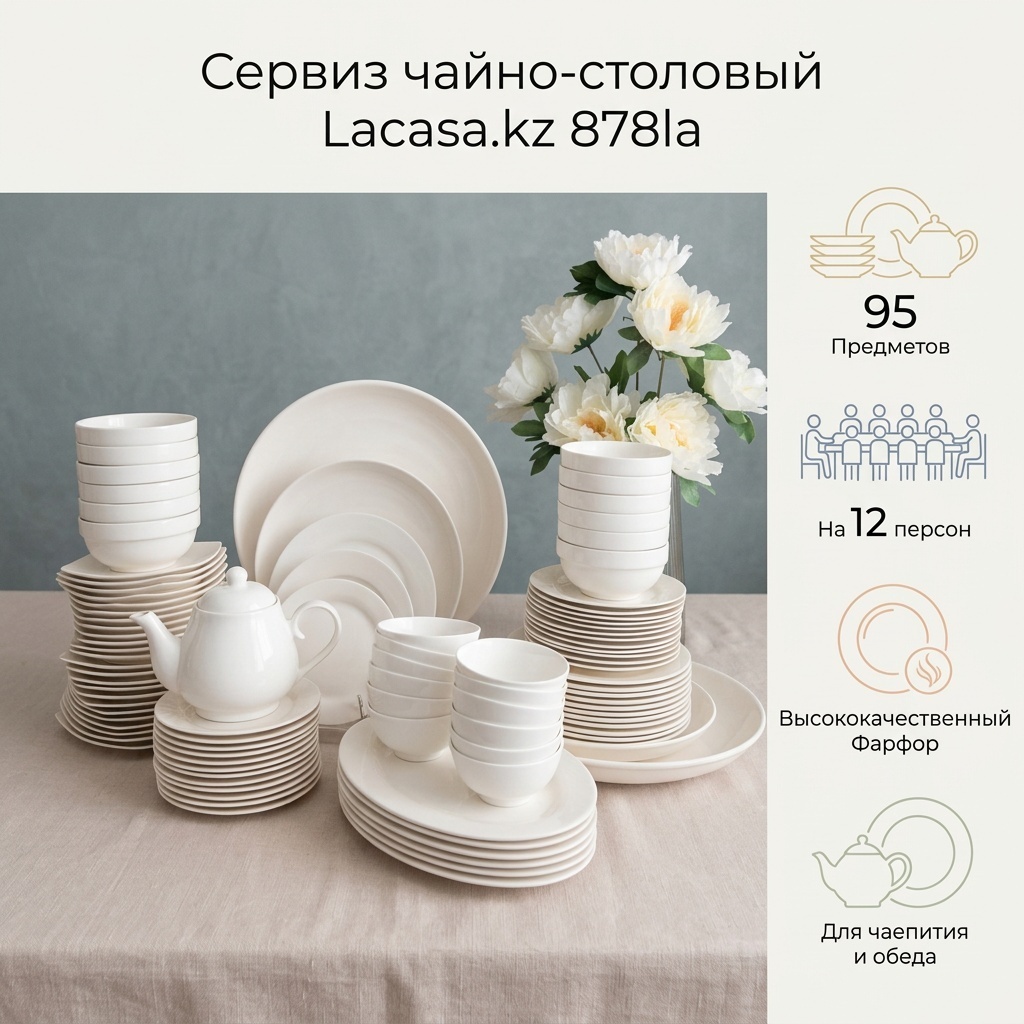 Сервиз на 12 персон lacasa.kz , предметов: 95, чайно-столовый, фарфор