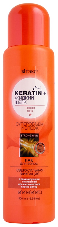 Лак для укладки Bielita-Вiтекс KERATIN&ЖИДКИЙ ШЕЛК для сухих окрашенных волос, 500 мл