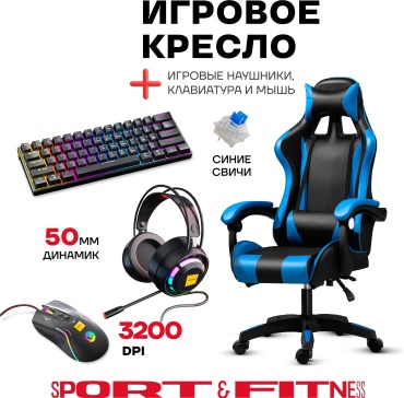 Игровое кресло Sport&Fitness SFBRGC14Combo11, черный, синий