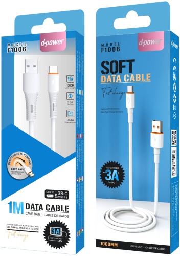 Кабель USB 3.0 (M), USB TypeC (M), 1 м, F1006 белый