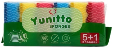 Губка для посуды, универсальная Yunitto Sponges 6 шт, полиуретан
