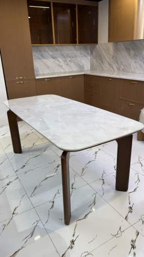 Обеденный стол TM Lux Элегант, 160х80x75 см, шпон, белый, коричневый