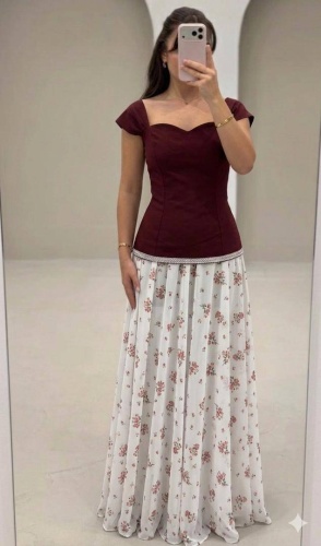 Вечернее платье NUR Collection белый, бордовый