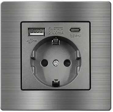 Розетка USB ROZ01ALM, алюминий