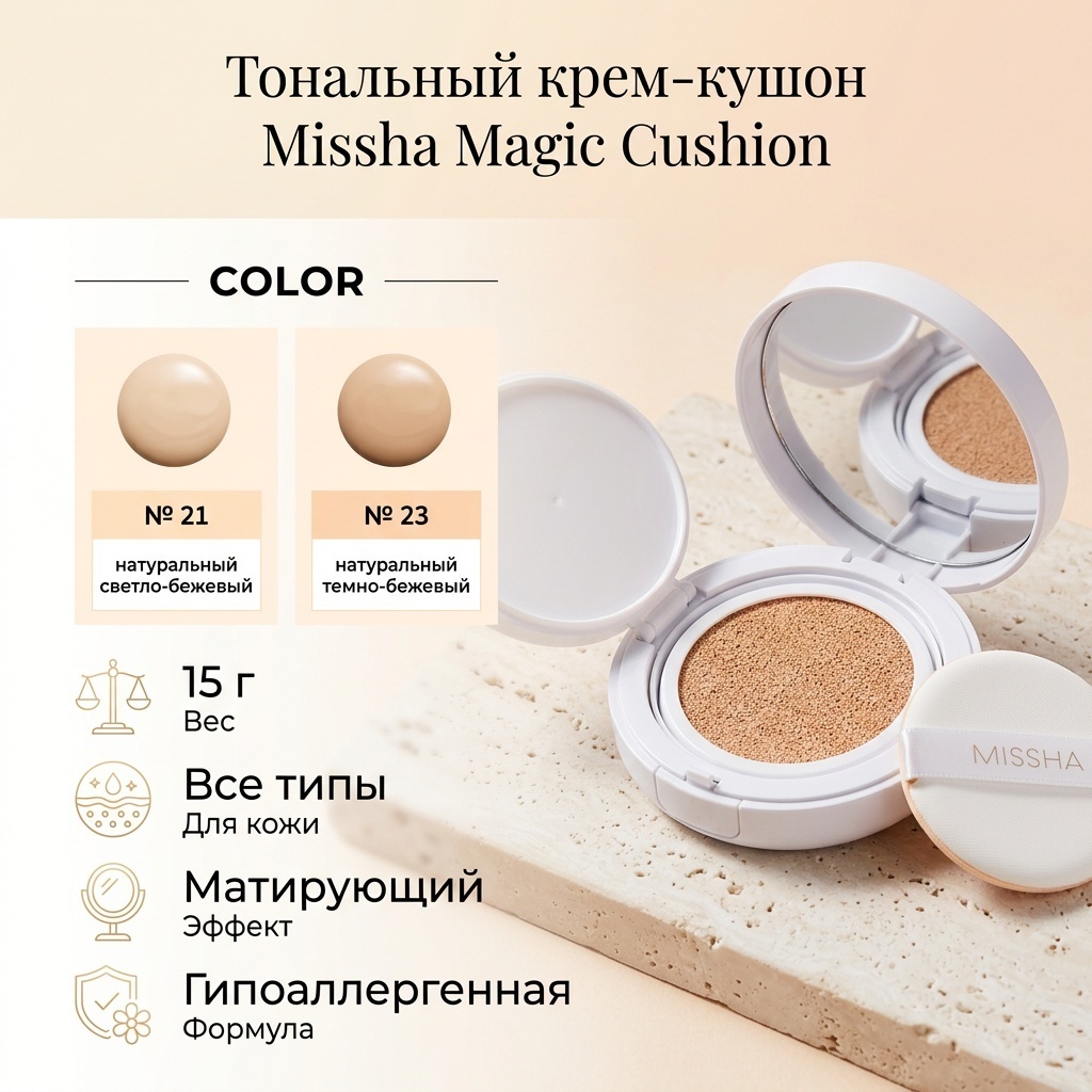 Тональный крем-кушон (21 тон), Magic Cushion ... пудра-контуринг 21
