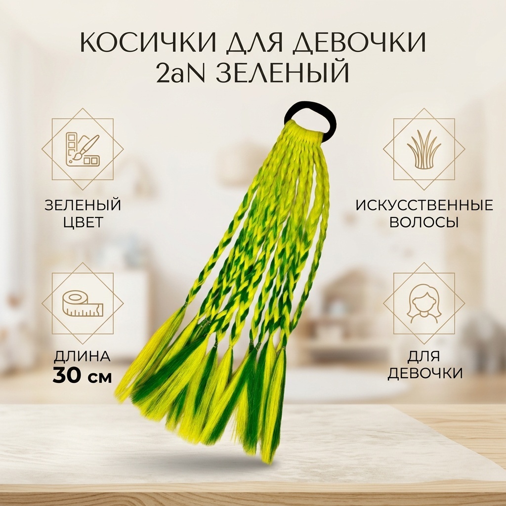 2aN косички зеленый для девочки