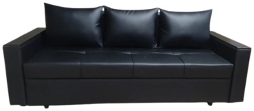 Диван Interior, 210х90 см, обивка экокожа (искусственная кожа), черный