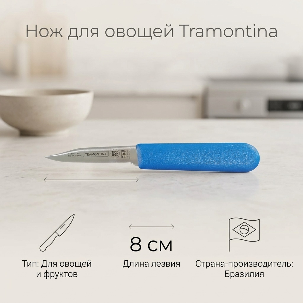 Нож для овощей и фруктов , лезвие: сталь 1 шт
