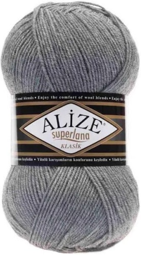 Моток Alize пряжа superlana classic 21 серый 280 м 100 г