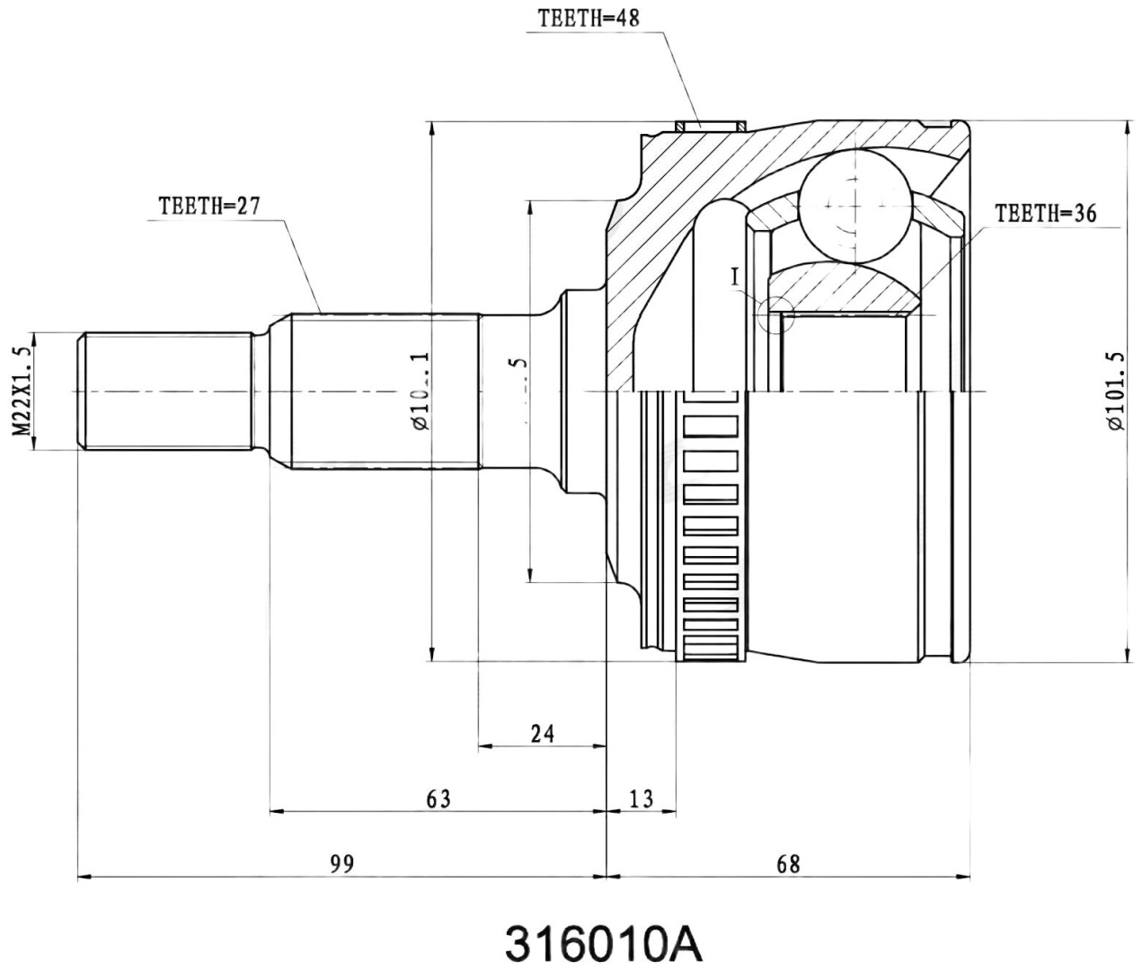 INKO шрус наружный 316010A