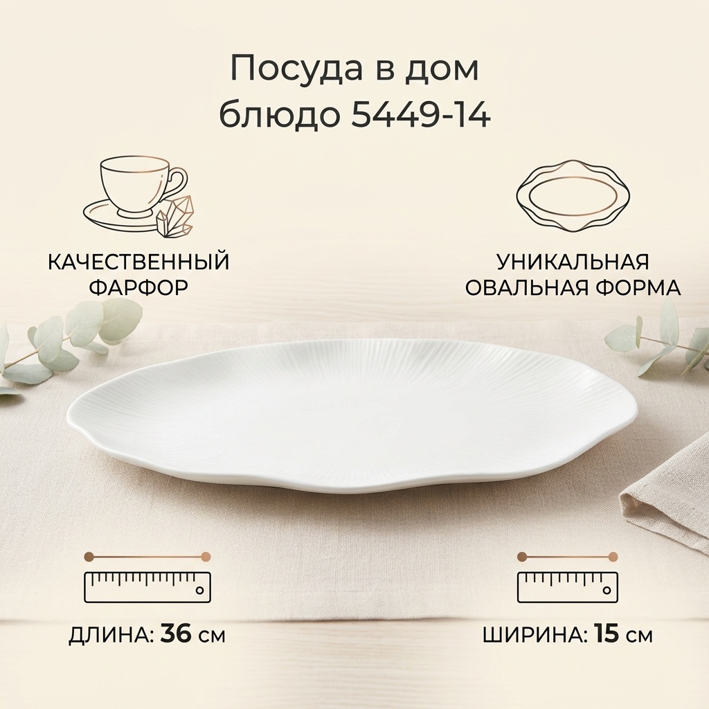 Блюдо Посуда в дом 36х15 см, фарфор, 1 шт