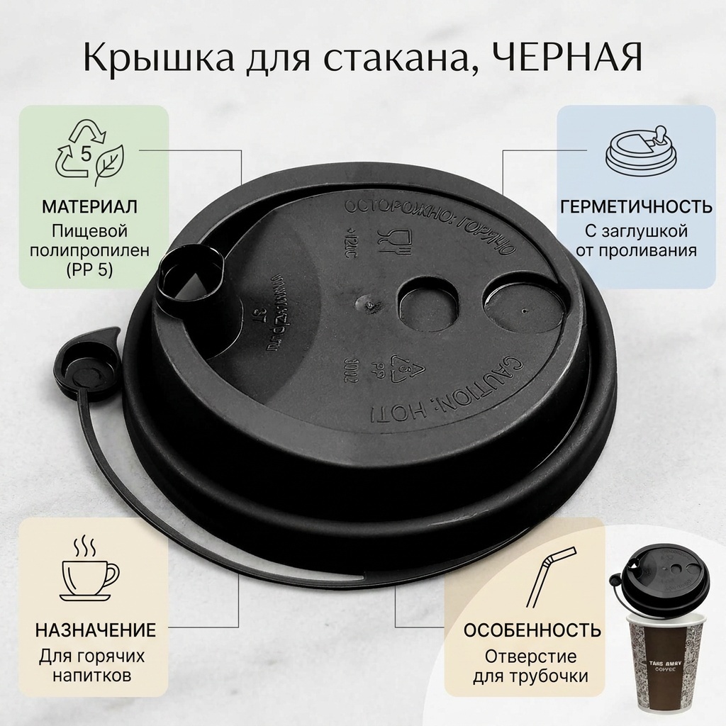 Крышка для стакана 549378417 черный 200 шт