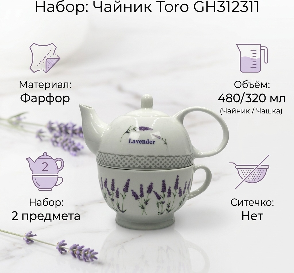 Чайник Toro GH312311 0.5 л, фарфор