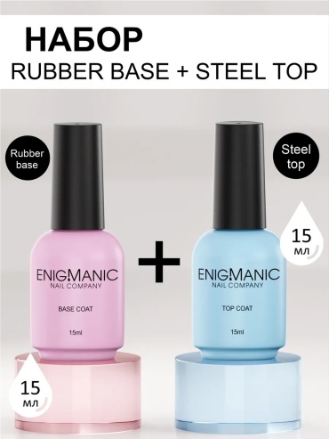 ENIGMANIC базовое покрытие, верхнее покрытие Steel Top Rubber base Clear глянцевое 15 мл
