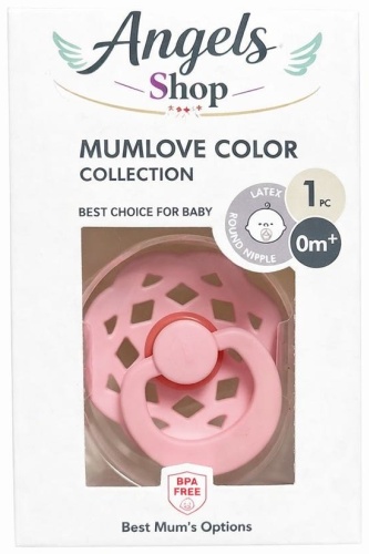 Пустышка angels shop Mumlove S-21 Pink 0+ pautina, 1 шт, розовый