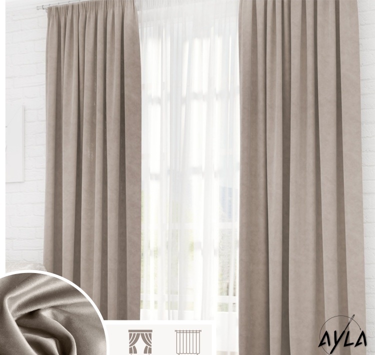 Комплект Ayla 400x270 см 3 шт, сетка, велюр, бежевый