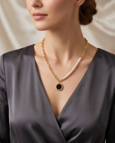 Stainless Steel длина 45 см бижутерный сплав, жемчуг, перламутр