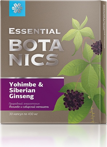 Сибирское здоровье 2000 ООО (Россия) Essential Botanics - Йохимбе и сибирский женьшень, 30 капсул капсулы 30 шт