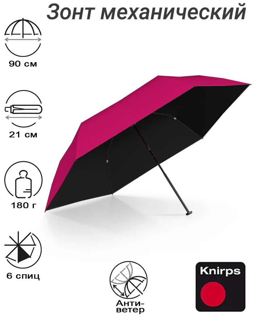 Складной зонт KNIRPS механика малиновый