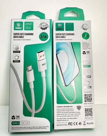Кабель Inkax USB 2.0 (F), USB TypeC (F), 1 м, INKAX CB-24 Usb-c Type-c  белый