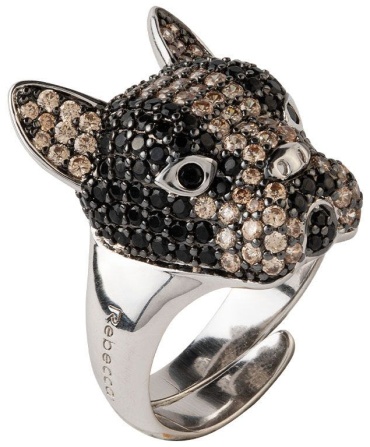 Кольцо Rebecca BUJABB11 размер регулируемый бронза, кристаллы Swarovski, серебристый
