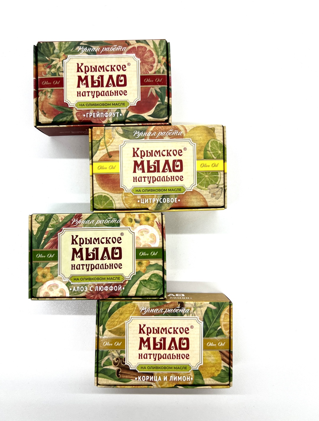 Кусковое мыло туалетное Мануфактура Дом Природы грейпфрут, цитрус, алоэ, корица и лимон 4 шт