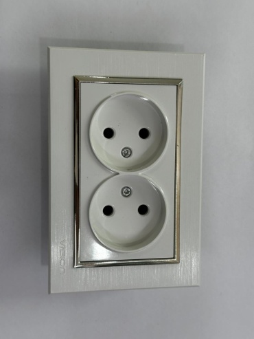 Розетка Vision 601-0210-908 Vision LUX бел/хром Роз х2 б/з 12/96, белый