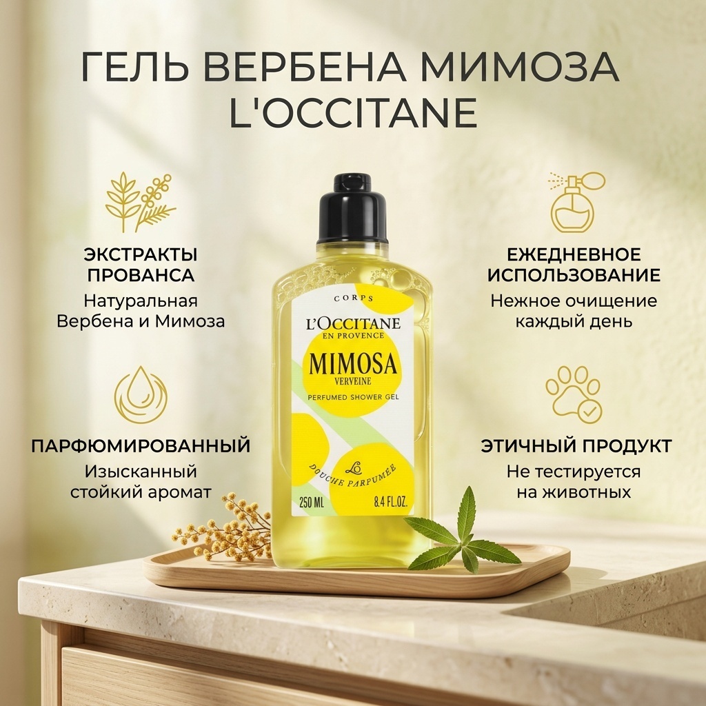 L'Occitane Вербена Мимоза гель 250 мл