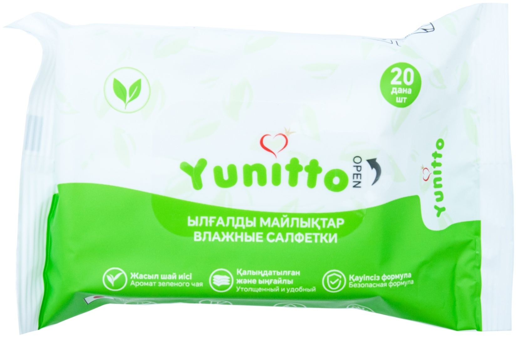 Влажные салфетки Yunitto Зеленый чай 20 шт