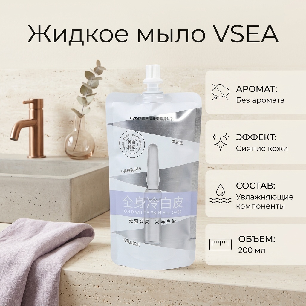 Жидкое мыло банное VSEA Без аромата 200 мл