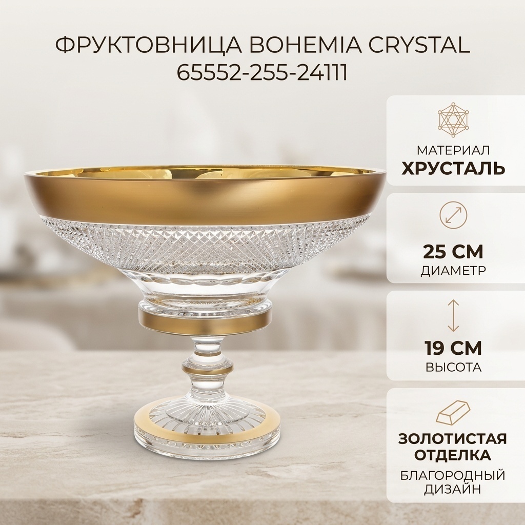 Фруктовница Bohemia Crystal 1 шт, хрусталь, 25х25 см