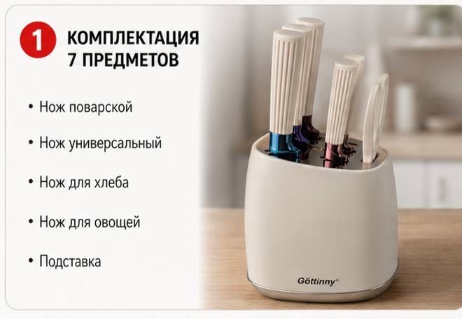 Набор ножей , лезвие: сталь 6 шт
