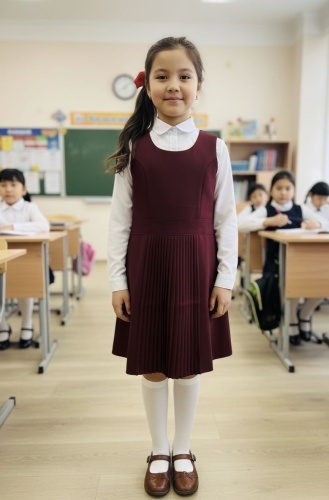 Школьное платье сарафан бордовый