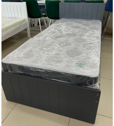 Кровать Алина 90*180 темно-серая односпальная, 90х180 см (без матраса, без подъёмного механизма) темно-серый