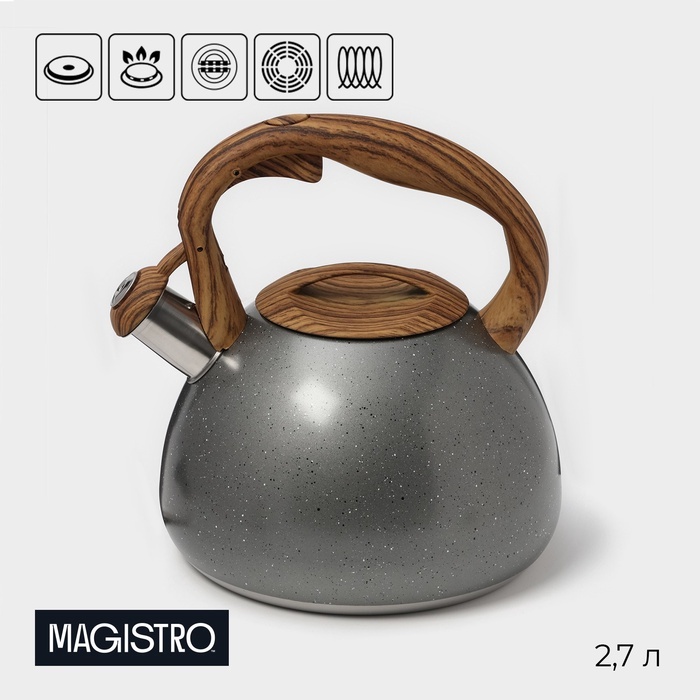 Magistro чайник Stone 4501434 2.7 л, нержавеющая сталь, пластик