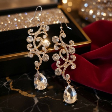 Серьги Fashion Jewelry бижутерный сплав, искусственный камень, стразы