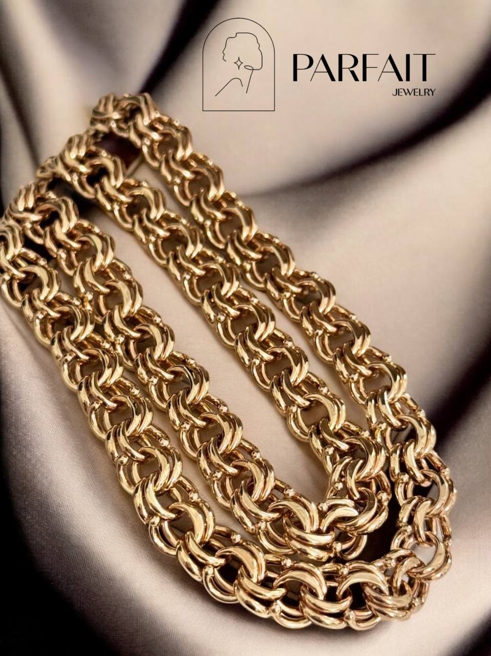 PARFAIT JEWELRY GFC_PJ_Бисмарк_Цепь_0289 длина 55 см, вес 16.9 г золото, плетение бисмарк