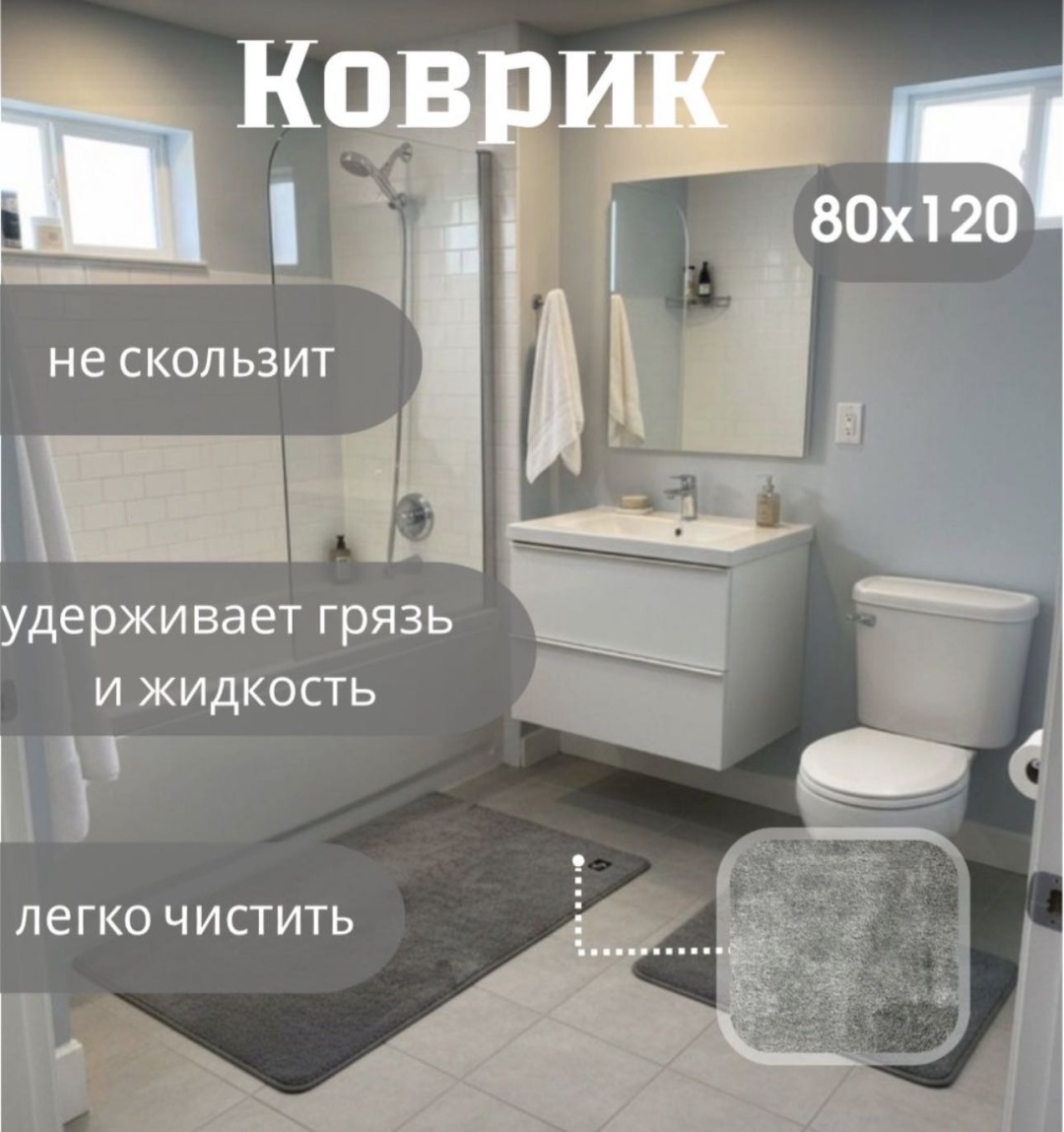 ОПТОВАЯ СЕТЬ комплект ковриков LA-120S 80x120 см, полипропилен, микрофибра