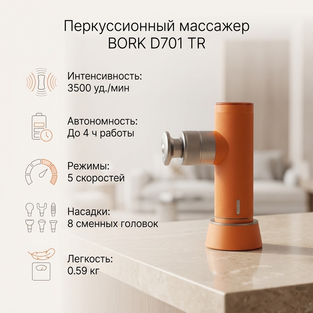 Массажер BORK BORK D701 TR массажный пистолет вибрационный, перкуссионный
