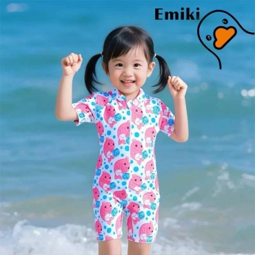 Купальник слитный Emiki голубой, розовый
