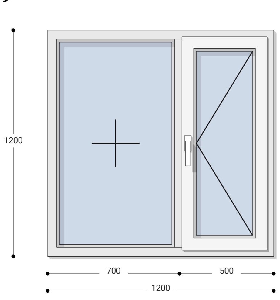 Пластиковое окно SMART одностворчатое 120x120 см, тип открывания поворотный